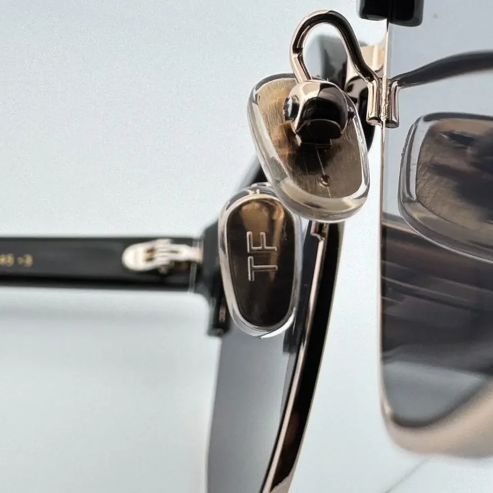 Tom Ford Sunglasses TF1165-K 01A Black Gold Horn Rim Gray Lens 54-20-145 New